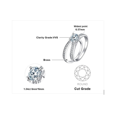 14K Gold Plated 1CT Cubic Zirconia  Wedding Eternity Band Engagement Ring Set for Women