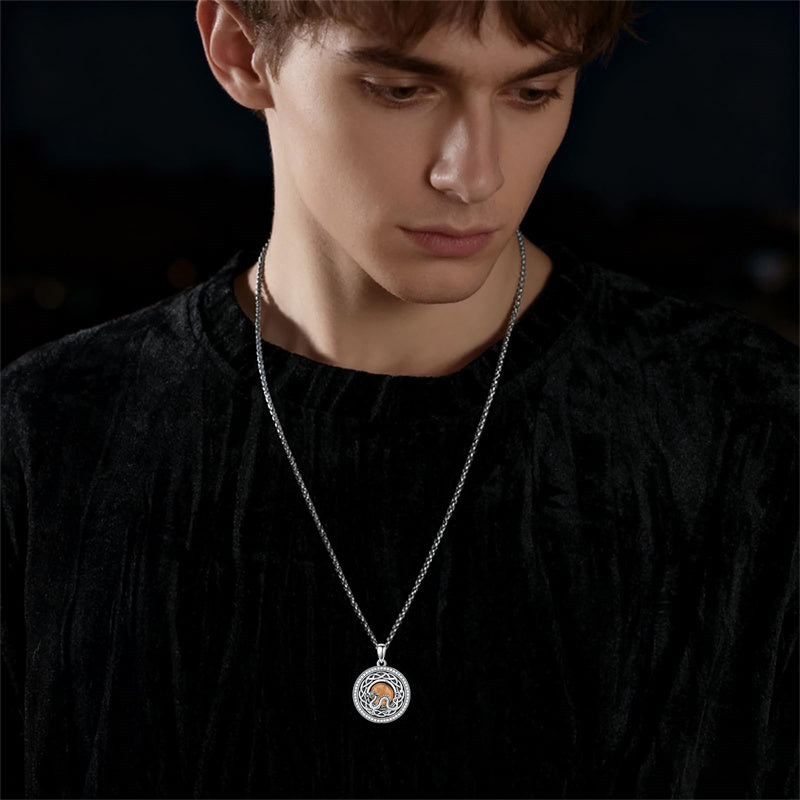 Sterling Silver Tiger Eye Eagle Lion Pendant Necklace for Men