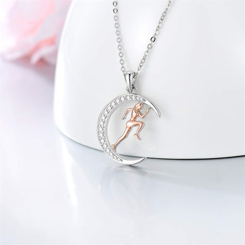 Sterling SIlver Runner Volleyball Tennis Basketball Soccer Inspirational Pendant  Necklace for Women
