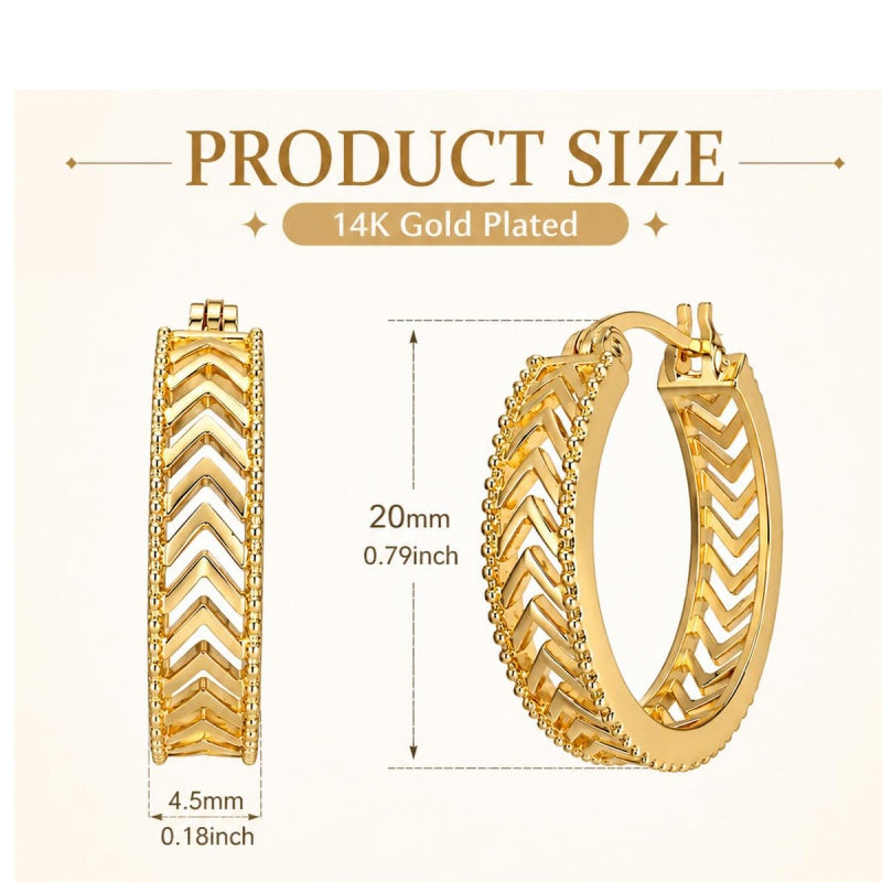 14K Gold Plated Hoop Earrings  Birthday Anniversary Jewelry Gift for Her