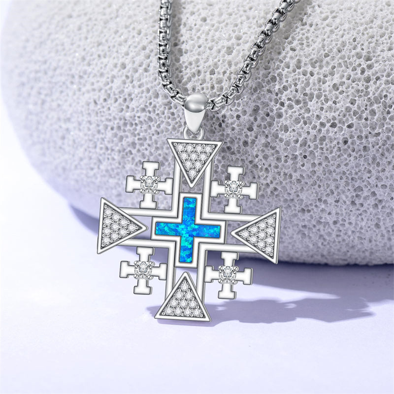 Sterling Silver Wooden Cross Pendant Necklace