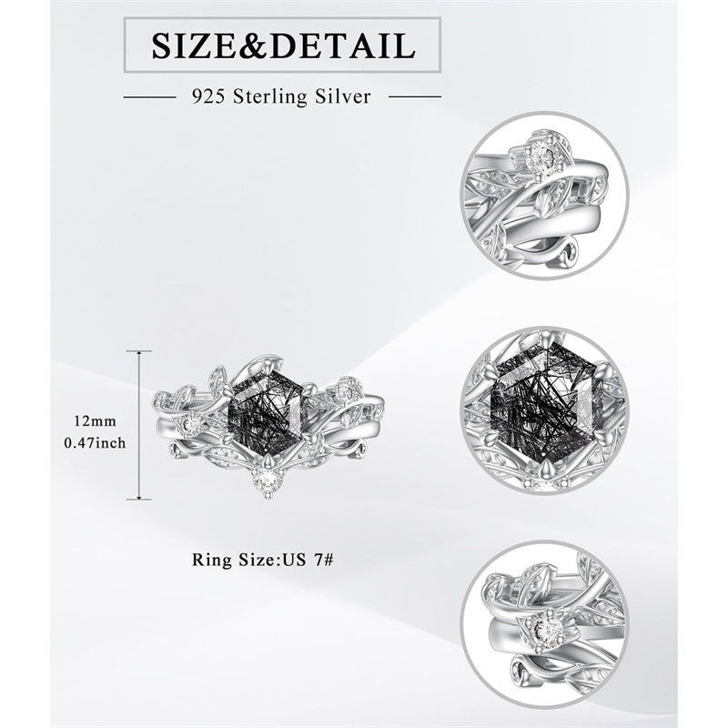 Sterling Silver Pear Oval Kite Heart Hexagon Emerald Coffin Cut Gemstone Engagement Promise Ring Set