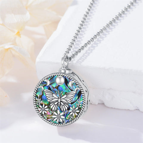 Sterling Silver Abalone Shell Bee Butterfly Dragonfly Urn Necklace for Ashes