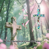 Sterling Silver Abalone Shell Bee Butterfly Dragonfly  Hummingbird Ladybug Cross Pendant Necklace for Women