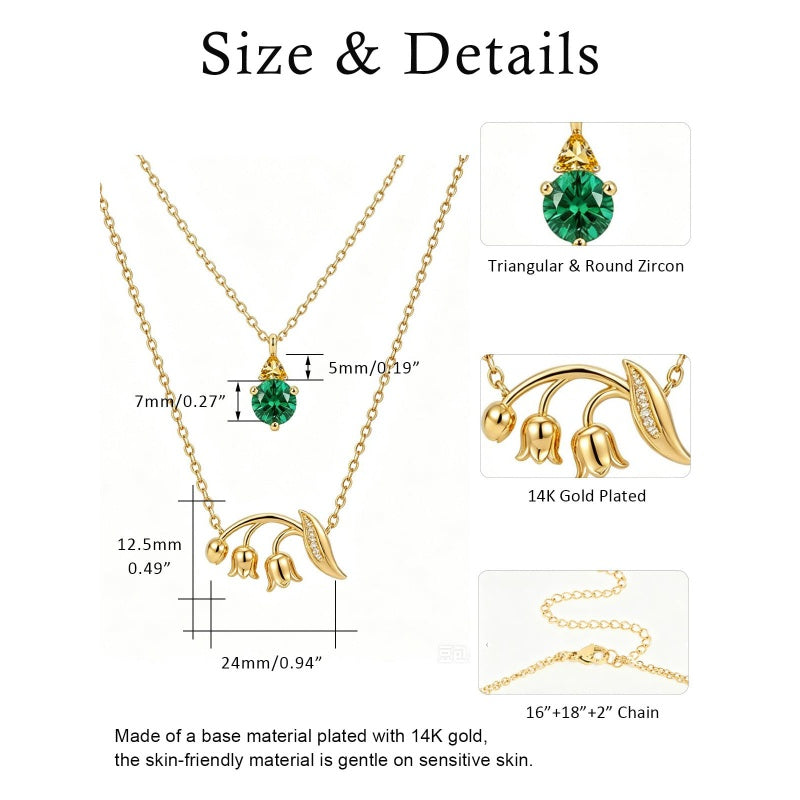 14K Gold Birthstone Birth Flower  Pendant Necklace Birthday Jewelry Gifts for Women
