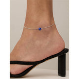 Sterling Silver Simple Dainty Round Heart Birthstone Single Layer Charm Anklet