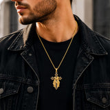 14K Gold Plated Wooden Cross Pendant Necklace Christian Catholic Jewelry Religious Gift