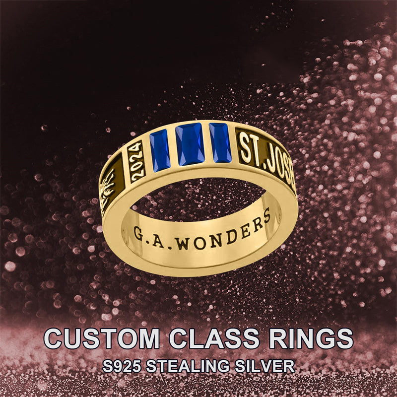 Personalized Sterling Silver Class Of 2018 Graduation Ring With CZ Birthstone – Size 6.5, Customizable