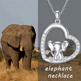 Elephant Necklace 925 Sterling Silver Pendant Necklace Jewelry Gifts for Women Mother Sister Friends