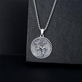 Sterling Silver Crown of Thorns Jesus St Benedict St Michael Pendant Necklace