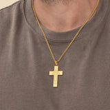 14K Gold Plated Bible Verse Football Cross Pendant Necklace