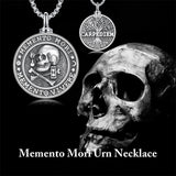 Sterling Silver Skull Memento Mori Urn Necklace for Ashes for Men