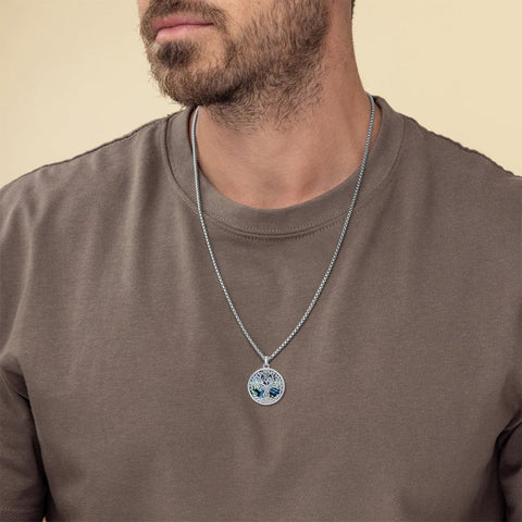 Sterling Silver Peace Sign Coexist Peace Symbol Pirate Tree of Life Thor's Hammer Wolf Raven Viking Series Necklace