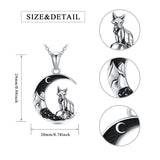 Gothic Jewelry Bat/Cat/Wolf/Spider Pendant Sterling Silver Crescent Moon Necklace for Women Girls Black Jewelry Gifts