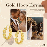 14K Gold Plated Cubic Zircon Hoop Earrings for Women