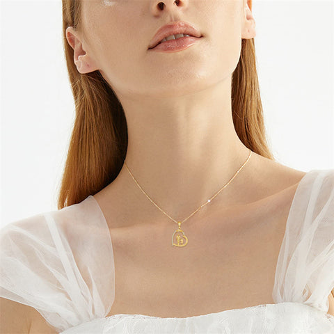 10K 14K 18K Gold Father Daughter Heart Pendant Necklace For Gift