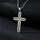 Sterling Silver Wooden Lion Orthodox Sword Wolf Cross Pendant Necklace