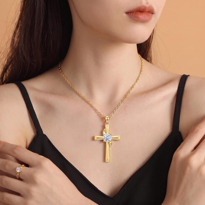 10K 14K 18K Gold Cross Pendant Necklace Religious Jewelry Gifts for Men and Women