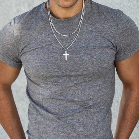 Stainless Steel Cross Pendant Necklace for Men
