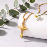 14k Gold Plated Cross Deer Antler Celtic Knot Sword Twisted Rope Cross Pendant Necklace for Men