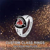 Sterling Silver Personalized Birthstone Engraved High School College Class Ring 2026 Graduation Jewelry