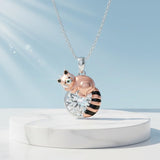 Sterling Silver Birthstone Red Panda Pendant Necklace for Women Birthstone Christmas Birthday  Gifts