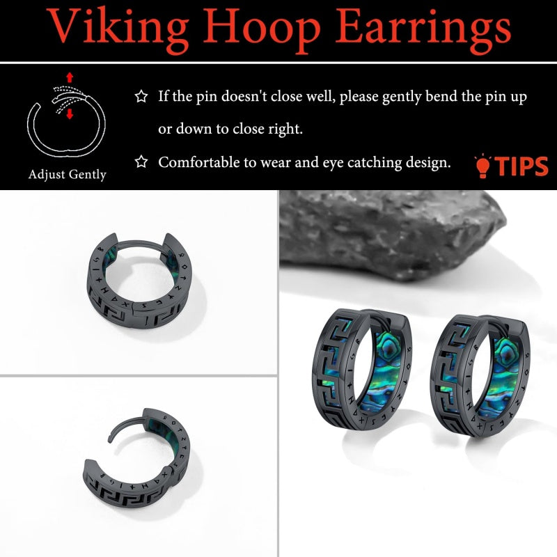 14K Gold Plated  Viking Hoop Earrings