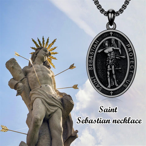Sterling Silver Saint Christopher St Michael Saint Sebastian Amulet Pendant Necklace
