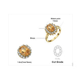 14K Yellow Gold Plated Birthstone Halo Engagement Rings for Women