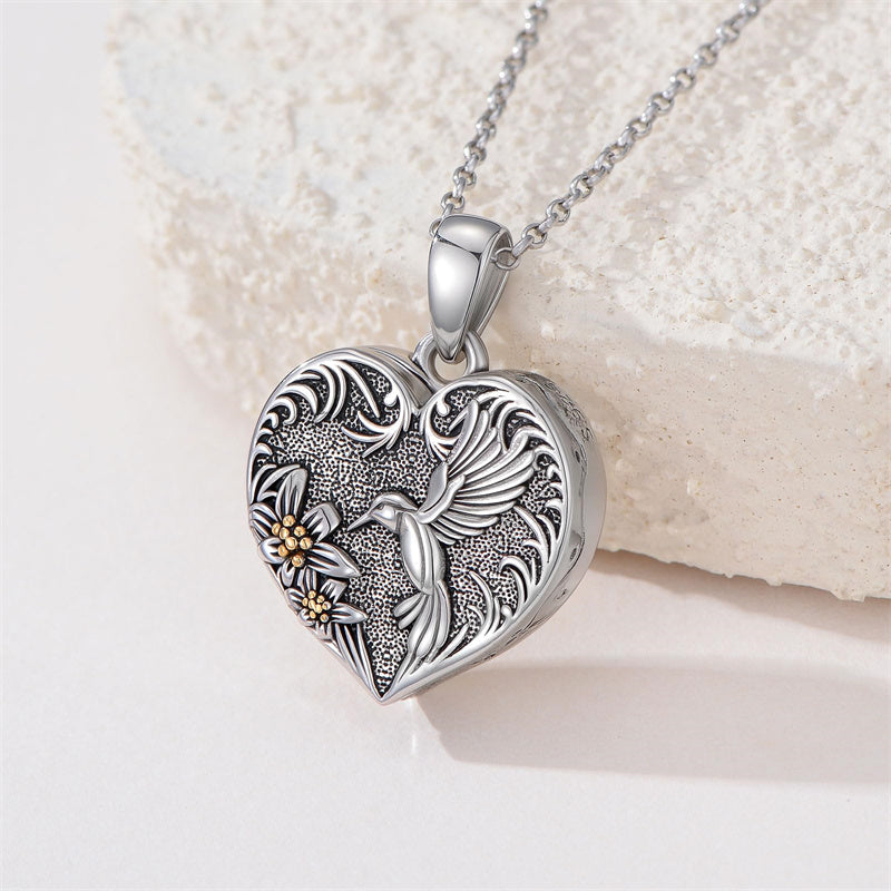 Sterling Silver Heart Rabbit Dog Cat Butterfly Dragonfly Hummingbird Wolf Urn Necklace for Ashes