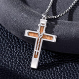 Sterling Silver Wooden Cross Pendant Necklace