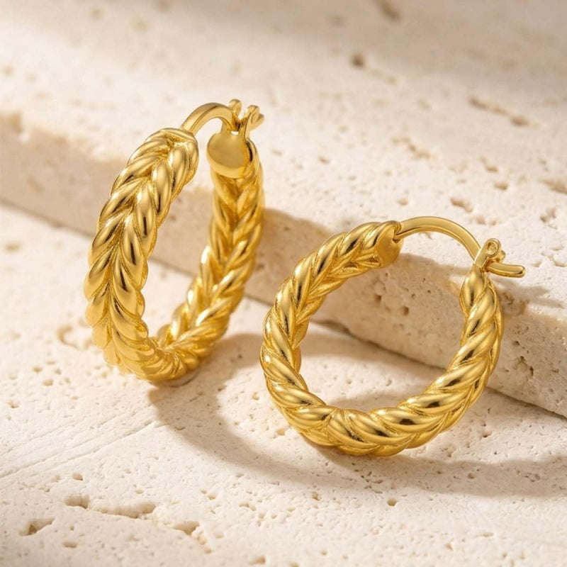 14K Gold Plated Hoop Earrings Jewelry Gift for Birthday Anniversary Mother's Day