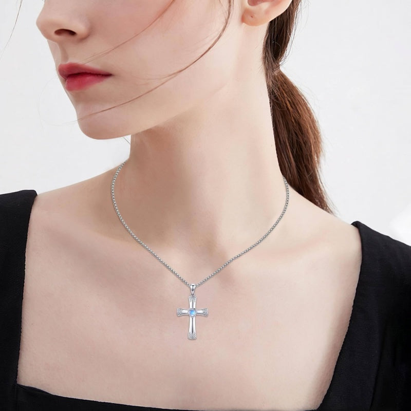 Sterling Silver Cross Pendant Necklace Gift for Anniversary Christmas
