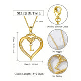 Heart Initial A-Z Pendant Necklace for 14K Gold Plated Women Initials Jewelry Gifts