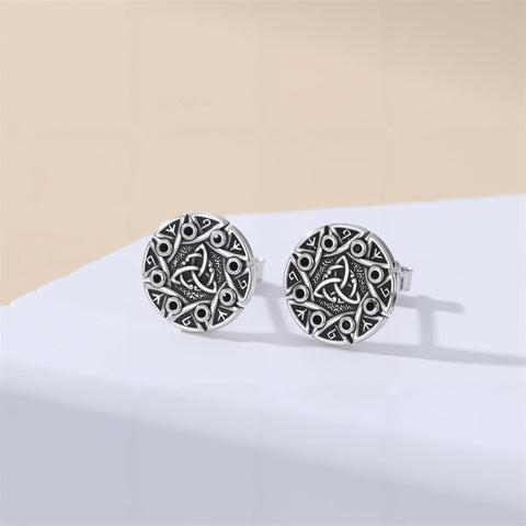 Sterling Silver Viking Raven Crow Skull Stud Earrings