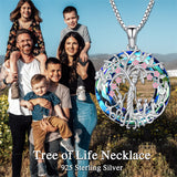 Sterling Silver Crystal Tree of Life Family Pendant Necklace for 1 to 5 Children