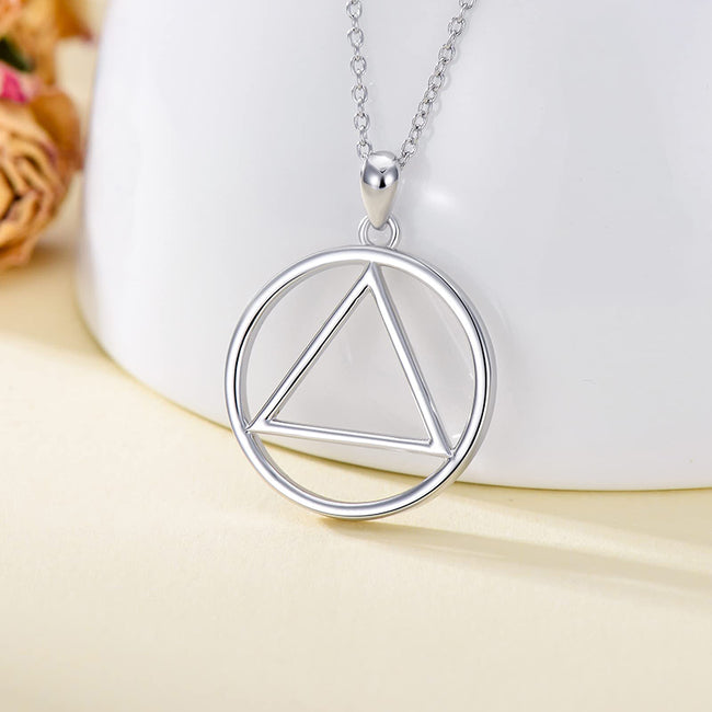 Aa Chain Sobriety Gift 925 Silver Alcoholics Anonymous Necklace AA Recovery Sym ...