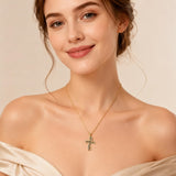14K Gold Plated Cross Necklace for Women