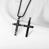 Philippians 4:13 Cross Necklace for Men Strength Bible Verse I CAN DO ALL THINGS Pendant Stainless Steel Chain Meaningful Jewelry Gift for Boy