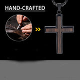 14K Gold Plated Wooden Cross Necklace for Men with Stainless Steel Adjustable Chain