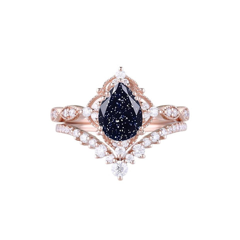 Sterling Silver 10K 14K 18K Gold Pear Shaped Gemstone Engagement Ring