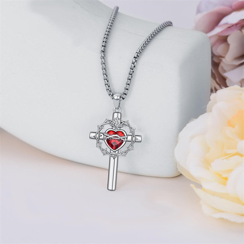 Sterling Silver Wooden Cross Pendant Necklace