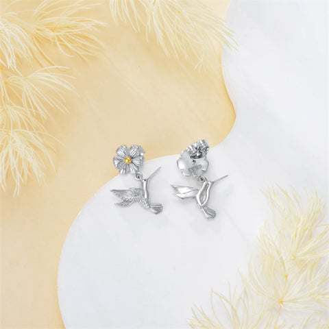 Sterling Silver Hypoallergenic Hummingbird  Stud Earrings