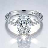 Sterling Silver 10K 14K 18K Gold Personalized Engraved Moissanite Wedding Engagement Promise Band Ring