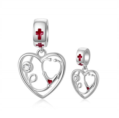Sterling Silver Medical Stethoscope Charm Beads