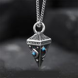 Sterling Silver Turquoise Cone Sunflower Tree of Life Pendant Necklace