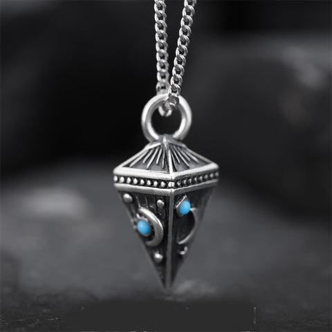 Sterling Silver Turquoise Cone Sunflower Tree of Life Pendant Necklace