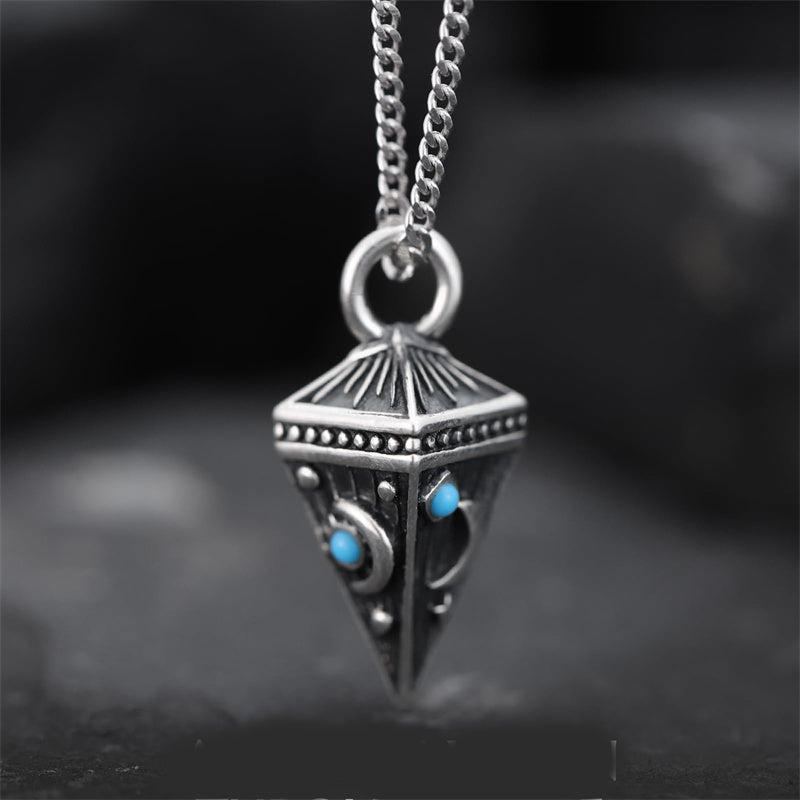 Sterling Silver Turquoise Cone Sunflower Tree of Life Pendant Necklace