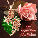 Sterling Silver Heart Crystal Rose Urn Necklaces for Ashes for Women
