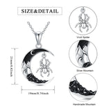 Gothic Jewelry Bat/Cat/Wolf/Spider Pendant Sterling Silver Crescent Moon Necklace for Women Girls Black Jewelry Gifts